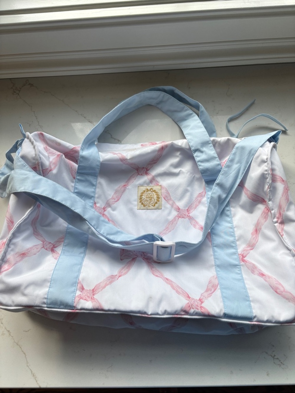 Light Blue and White TBBC Girls or Toddlers Travel Tote Bag